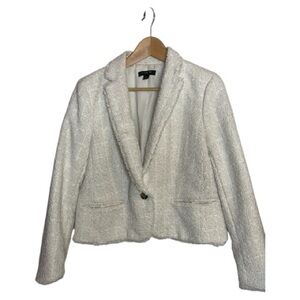 Ann Taylor l Petite 14P l  Ivory Tweed Cropped Blazer Jacket l Poshmark